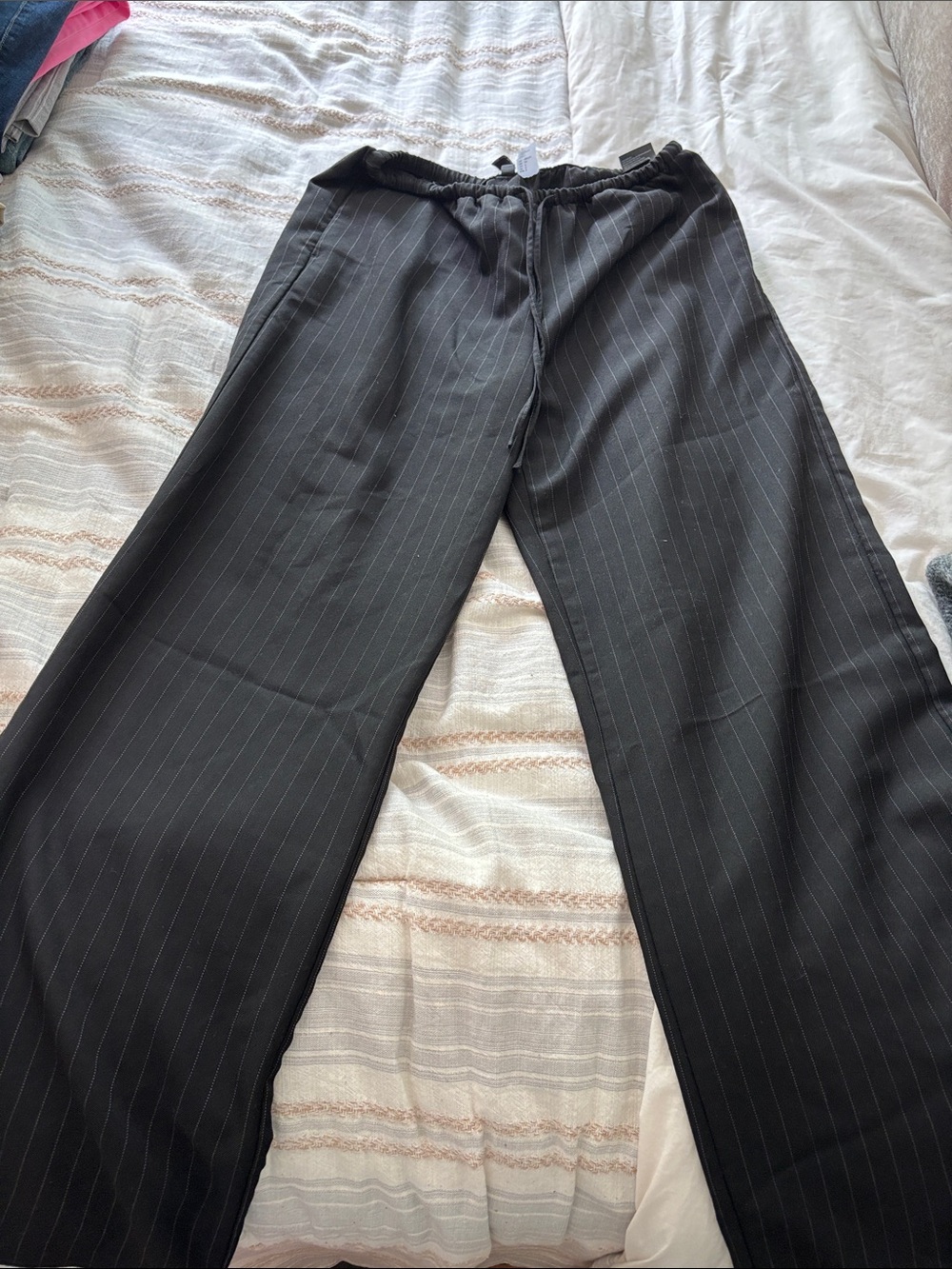 H&M Black Pinstripe Wide-Leg Women's Pants